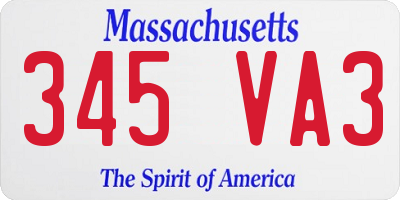 MA license plate 345VA3