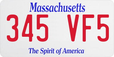 MA license plate 345VF5