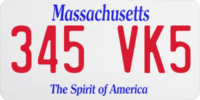 MA license plate 345VK5