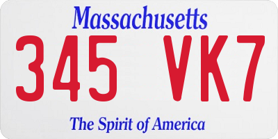 MA license plate 345VK7