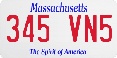 MA license plate 345VN5