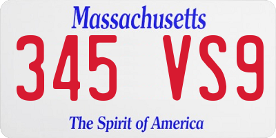 MA license plate 345VS9