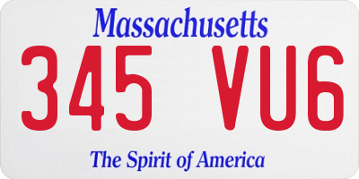 MA license plate 345VU6