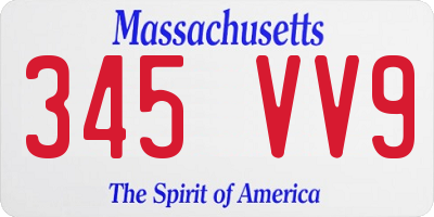 MA license plate 345VV9