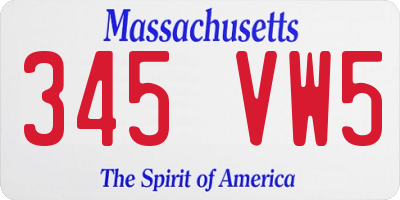 MA license plate 345VW5