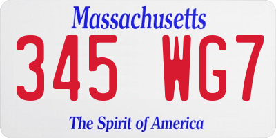 MA license plate 345WG7