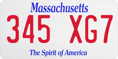 MA license plate 345XG7