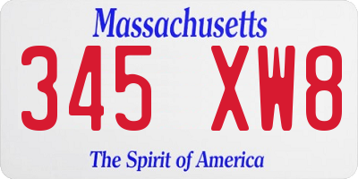 MA license plate 345XW8