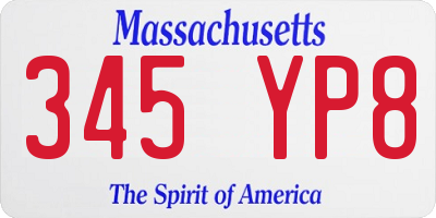 MA license plate 345YP8