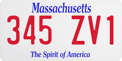 MA license plate 345ZV1