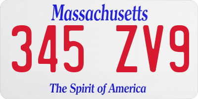 MA license plate 345ZV9