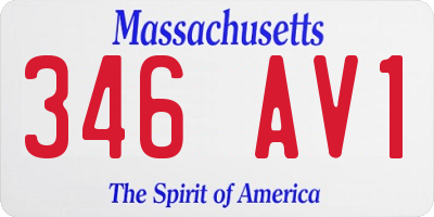 MA license plate 346AV1
