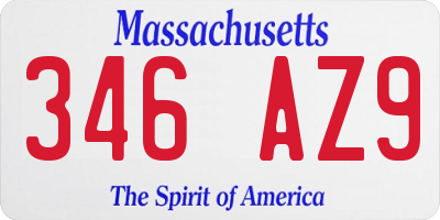 MA license plate 346AZ9