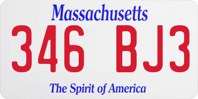 MA license plate 346BJ3