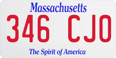 MA license plate 346CJ0