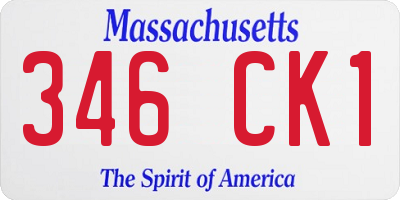 MA license plate 346CK1