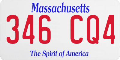 MA license plate 346CQ4
