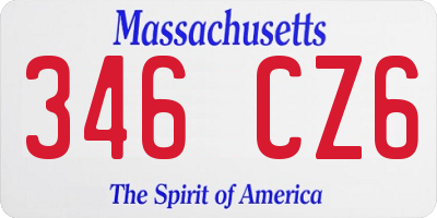 MA license plate 346CZ6