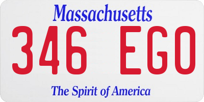 MA license plate 346EG0
