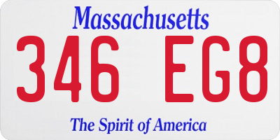 MA license plate 346EG8