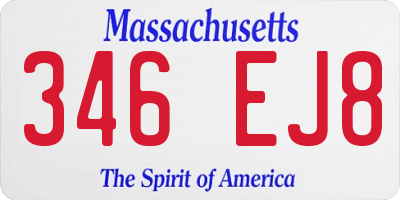 MA license plate 346EJ8
