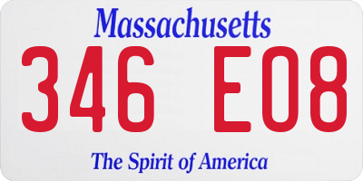MA license plate 346EO8