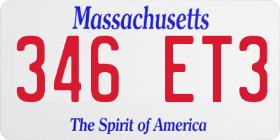 MA license plate 346ET3