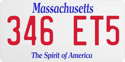 MA license plate 346ET5