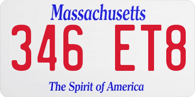 MA license plate 346ET8