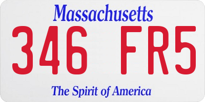 MA license plate 346FR5