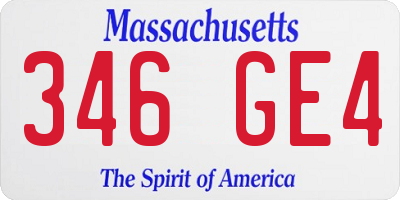 MA license plate 346GE4