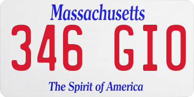 MA license plate 346GI0