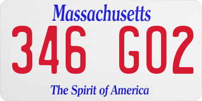 MA license plate 346GO2