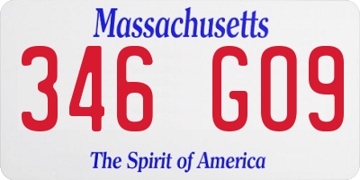 MA license plate 346GO9