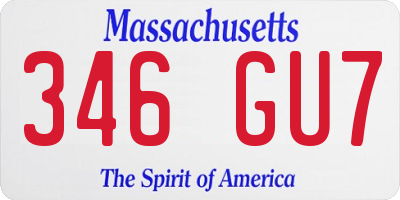 MA license plate 346GU7