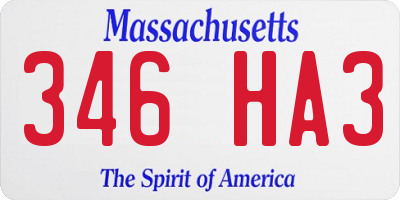MA license plate 346HA3