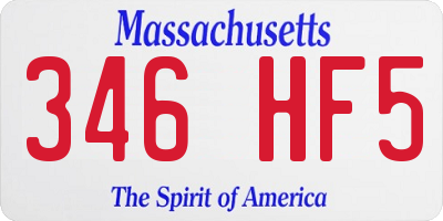 MA license plate 346HF5