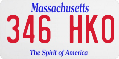 MA license plate 346HK0