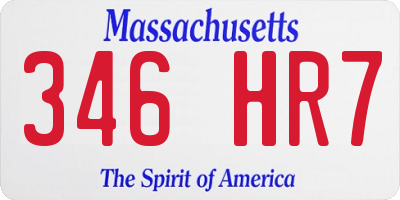 MA license plate 346HR7