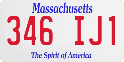 MA license plate 346IJ1