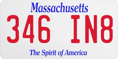 MA license plate 346IN8