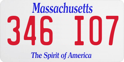 MA license plate 346IO7