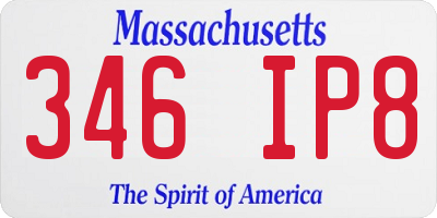 MA license plate 346IP8