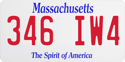 MA license plate 346IW4