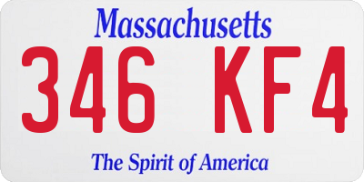 MA license plate 346KF4
