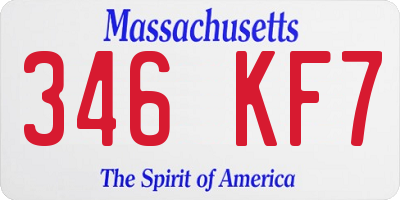 MA license plate 346KF7