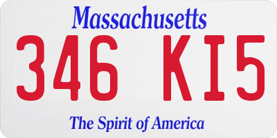 MA license plate 346KI5