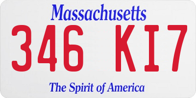 MA license plate 346KI7