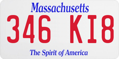MA license plate 346KI8
