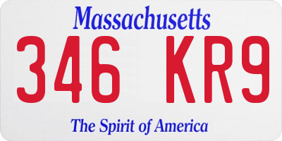 MA license plate 346KR9